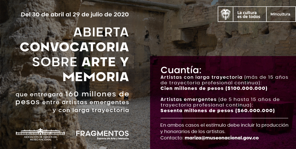 La nueva convocatoria sobre arte y memoria entregará 160 000 000 de pesos entre artistas emergentes y con larga trayectoria